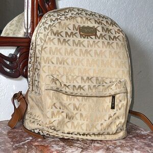 Michael Kors Beige Monogram Canvas Backpack
